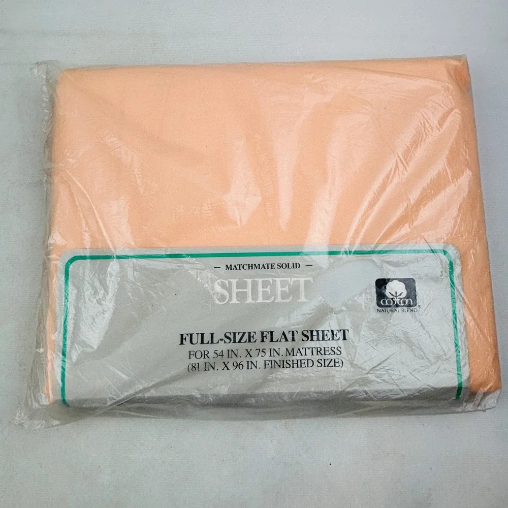 Vintage Sears Matchmate Solid Full Flat Sheet Coral Light Peach Perma-Prest New